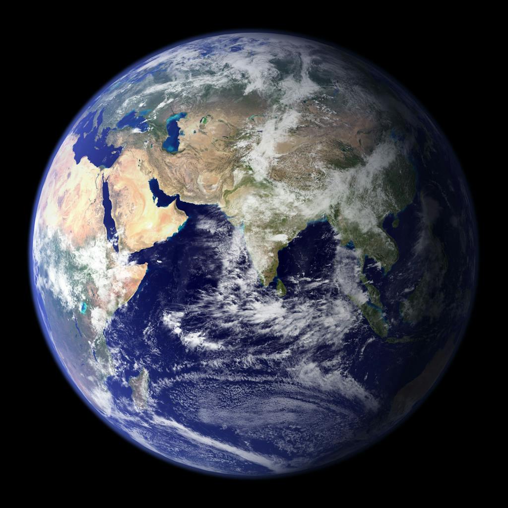 Detailed view of Earth from space highlighting continents and oceans.